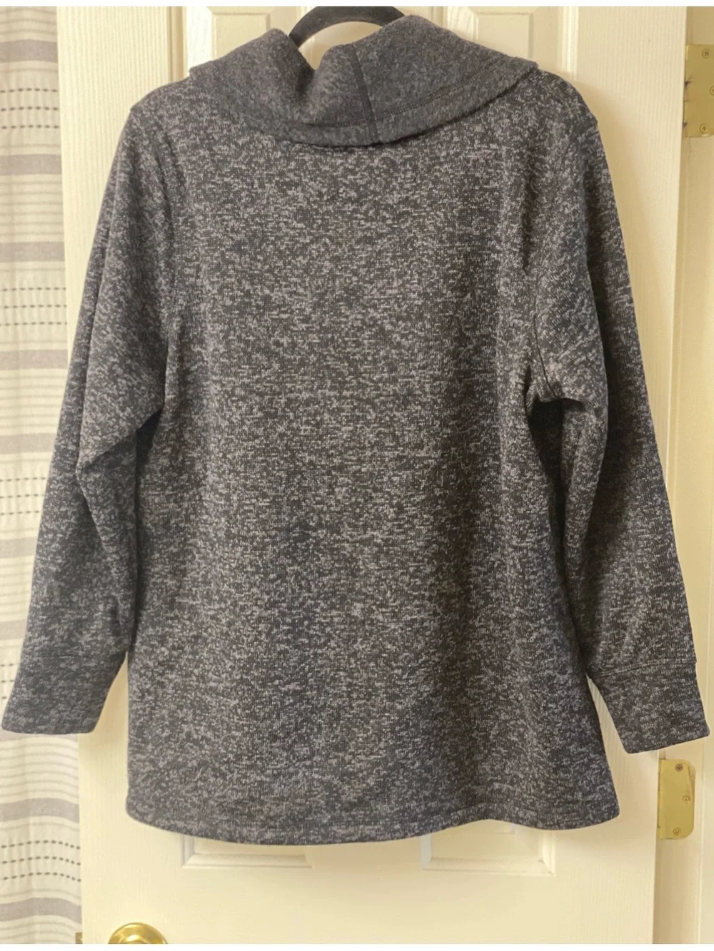 Ideology Charcoal Gray & Black Heather Cowl Neck Fleece Sweater Top Size 1X
